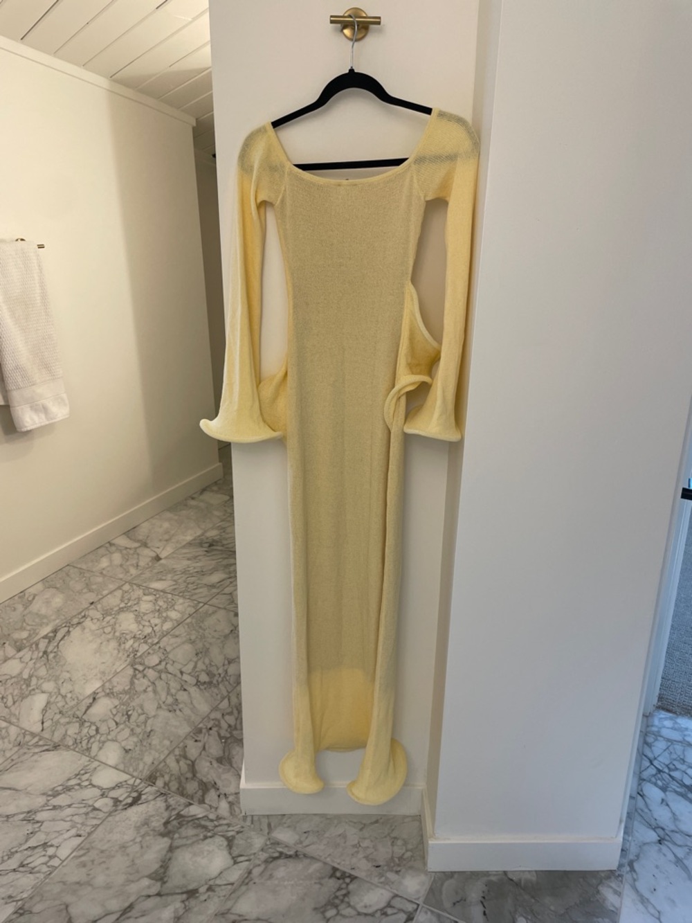 Womens Meshki Sandrine Off Shoulder Knit Maxi Dress in Lemon yellow size S - Picture 8 of 12